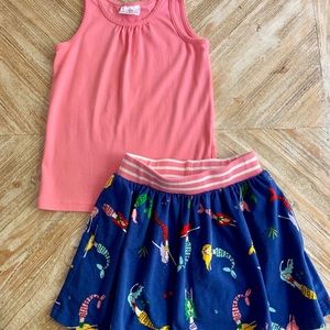 Girls Hanna Andersson outfit tank skirt size 6